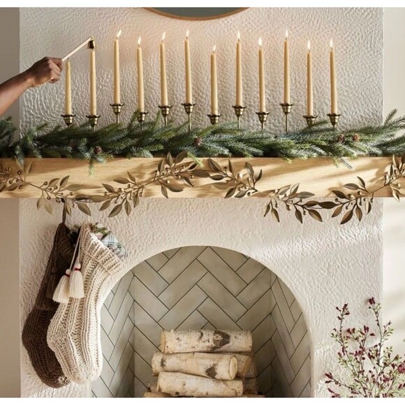 Scalloped Brass 12Ct Taper Candelabra Antique Finish Hearth & Hand with Magnolia - Picture 4 of 4